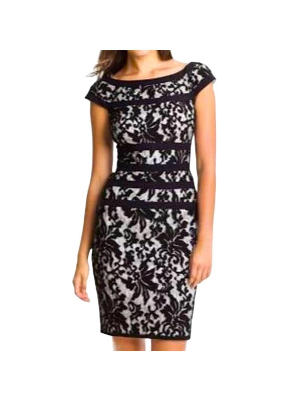 NEW Tadashi Shoji Lace Overlay Sheath Dress Womens Black Cocktail Party, size 2